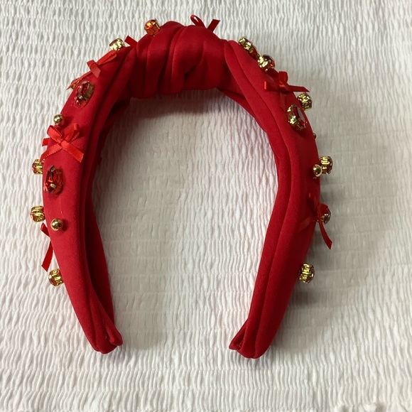 Red or Purple Headband with Rhinestones & Bows Hairstyle NWOT - Picture 4 of 6